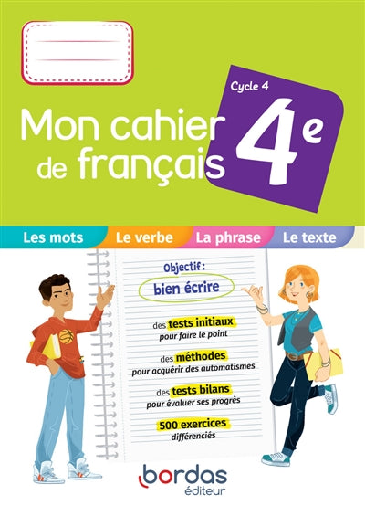 Product Image: Mon cahier de français 4e, cycle 4