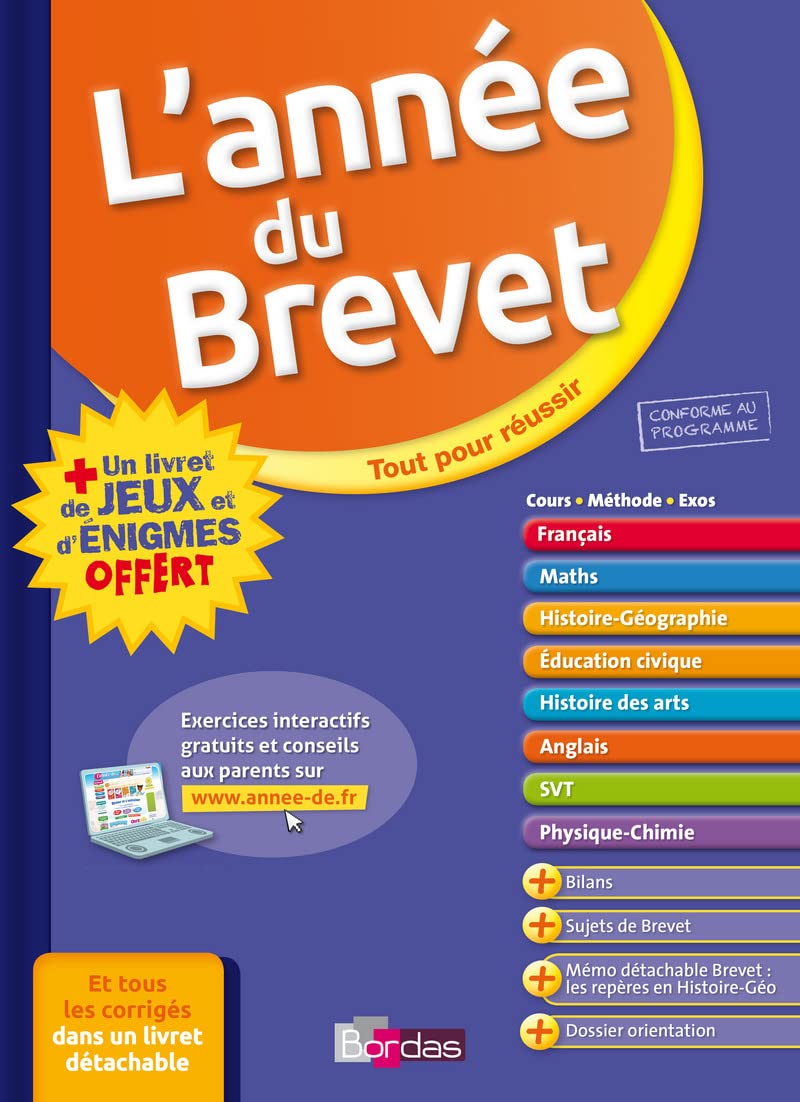 L'ANNEE DU BREVET 3E + LIVRET JEUX - TOUT POUR REUSSIR: Avec un livret de jeux Professional & Reference Books
