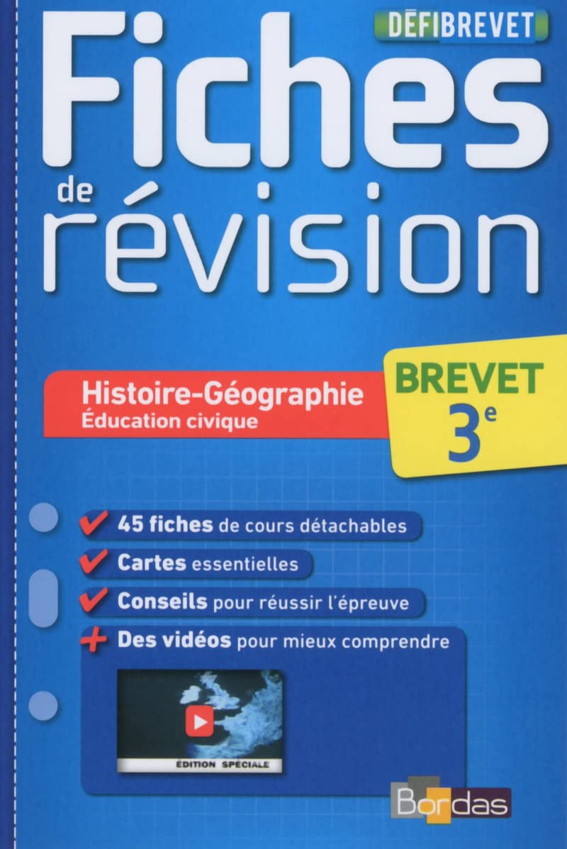 DEFIBREVET Fiches de révision Histoire-Géographie Education civique 3e Professional & Reference Books