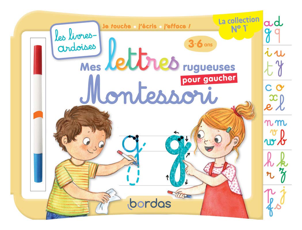 Les livres-ardoises - Mes lettres rugueuses Montessori pour gaucher Non-fiction
