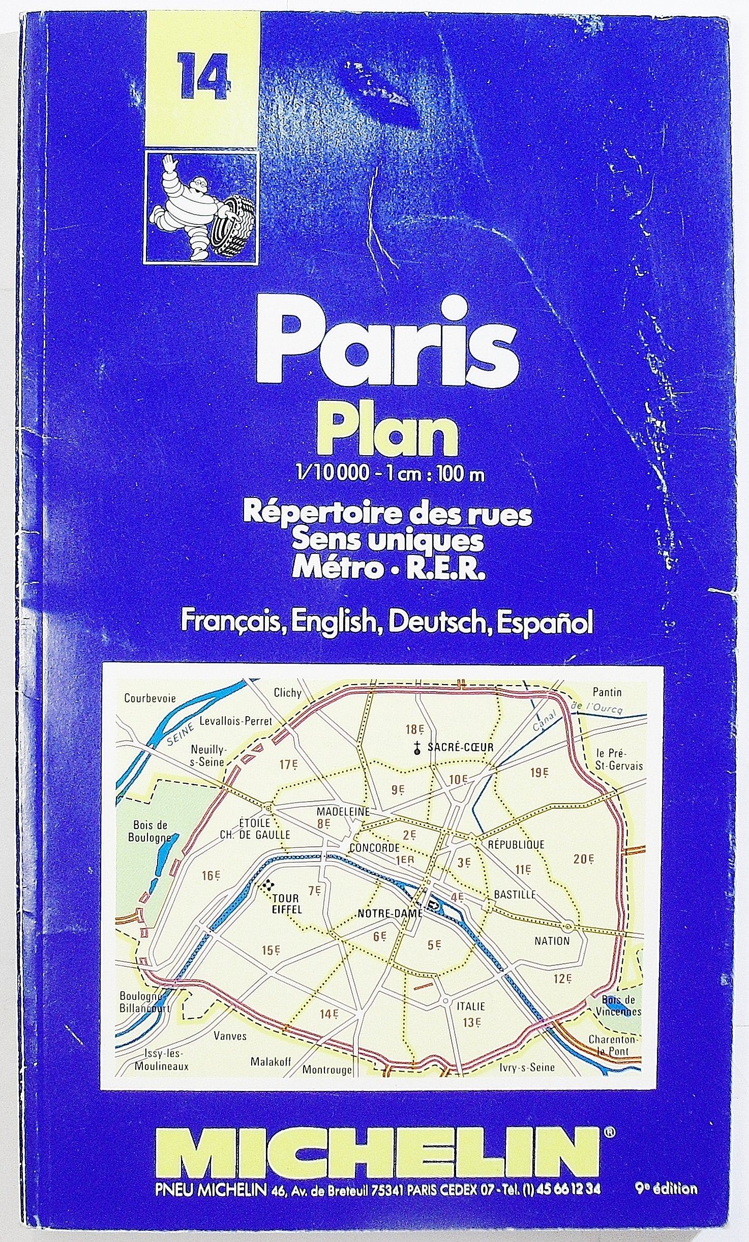 Paris plan: Repertoire des rues, sens uniques, metro, R.E.R (French and English Edition) Books