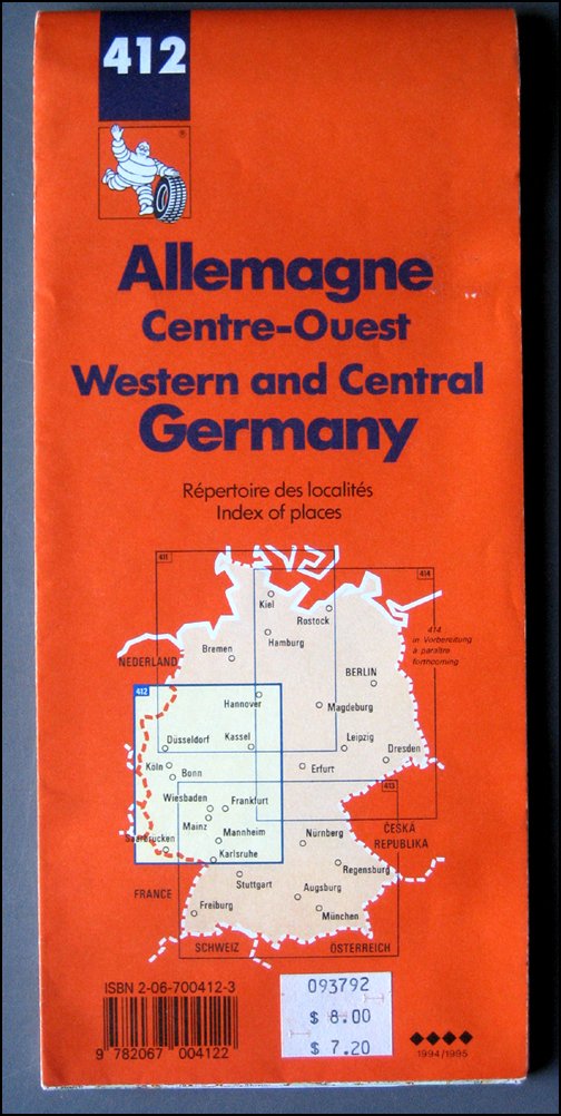 Michelin Map Deutschland: Nordrhein-Westfalen, Rheinland-Pfalz, Hessen, Saarland/412 Central (Michelin Regional Maps, Band 412) Maps & Plans