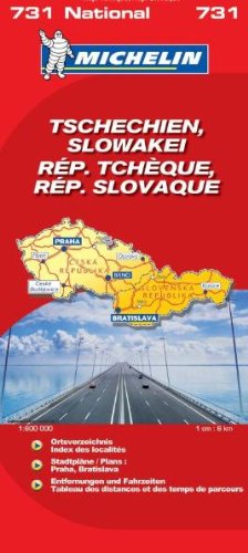 Tschechien - Slowakei: 1:3450000: Ortsverzeichnis, Stadtpläne: Praha, Bratislava, Entfernungen und Fahrtzeiten Maps & Plans