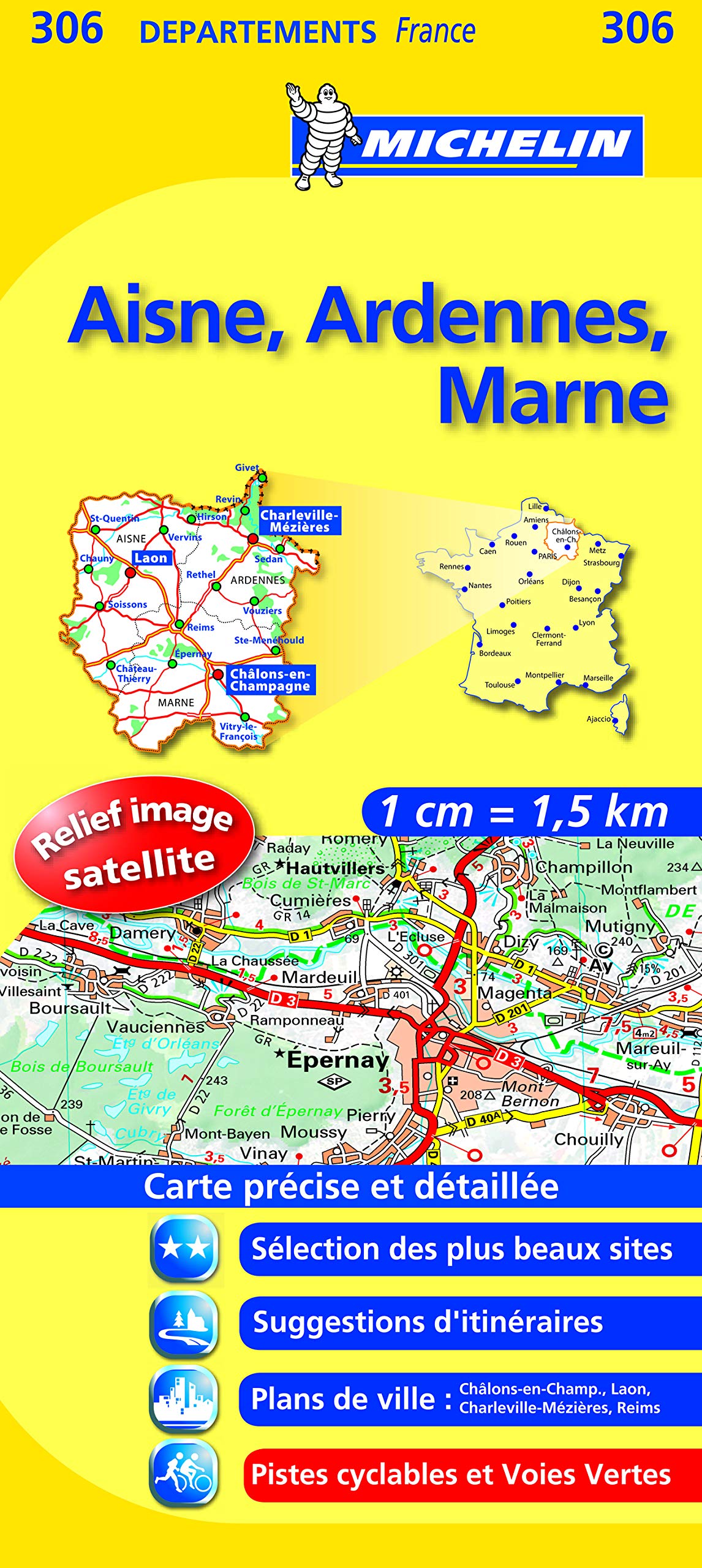 AISNE / ARDENNES / MARNE 11306 CARTE ' LOCAL ' ( France ) MICHELIN KAART (KAARTEN/CARTES MICHELIN) Leisure, Home & Garden