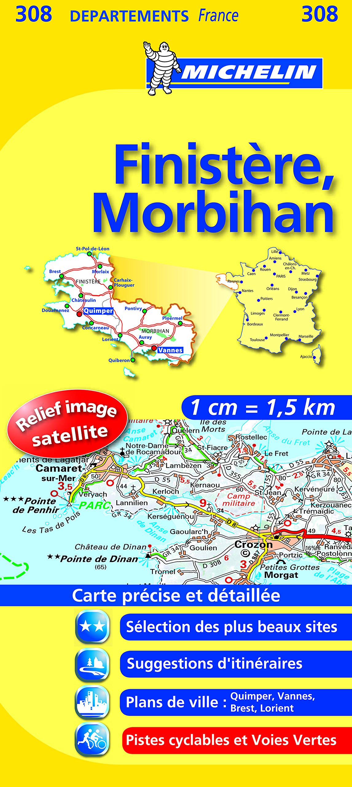 FINISTERE / MORBIHAN 11308 CARTE ' LOCAL ' ( France ) MICHELIN KAART (KAARTEN/CARTES MICHELIN) Leisure, Home & Garden