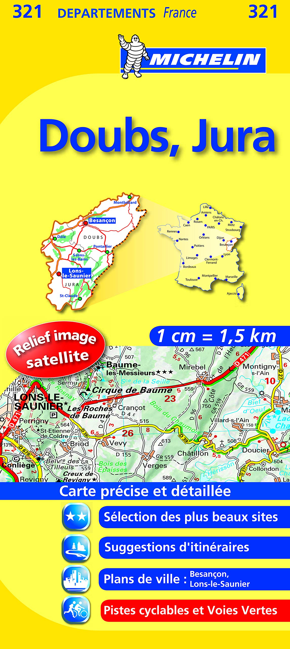 DOUBS / JURA 11321 CARTE ' LOCAL ' ( France ) MICHELIN KAART (KAARTEN/CARTES MICHELIN) Leisure, Home & Garden