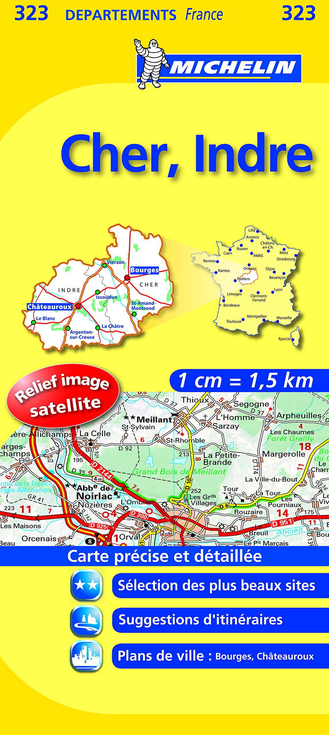 CHER / INDRE 11323 CARTE ' LOCAL ' ( France ) MICHELIN KAART (KAARTEN/CARTES MICHELIN) Leisure, Home & Garden