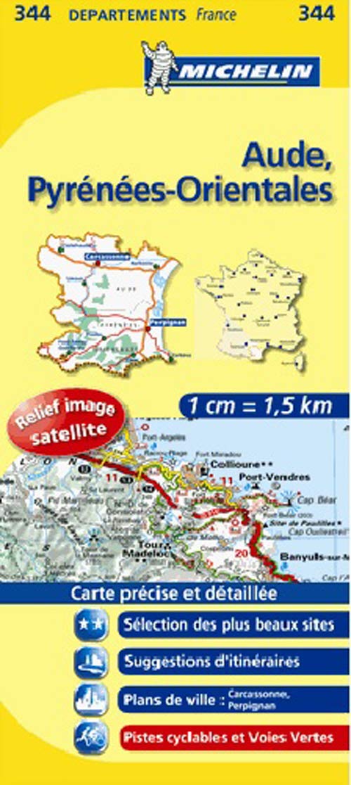 AUDE / PYRENEES - ORIENTALES 11344 CARTE ' LOCAL ' ( France ) MICHELIN KAART (KAARTEN/CARTES MICHELIN) Leisure, Home & Garden