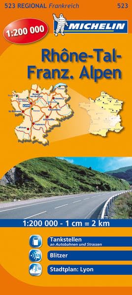 Michelin Rhone-Tal, Französische Alpen: Straßen- und Tourismuskarte 1:200.000 (MICHELIN Regionalkarten, Band 523) Leisure, Home & Garden