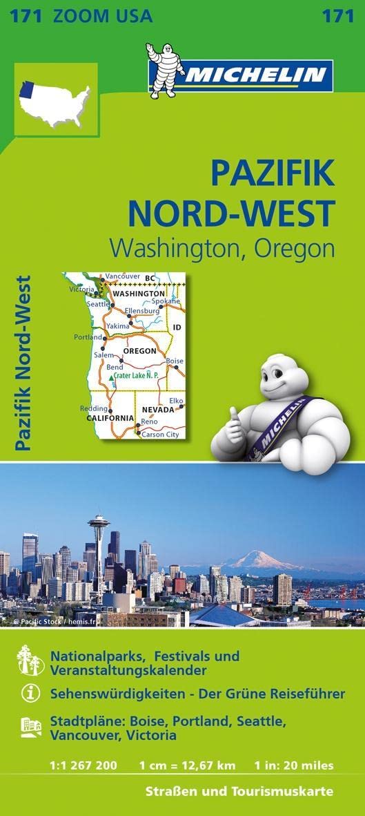 Michelin Pazifik Nord-West, Washington, Oregon: Straßen- und Tourismuskarte 1:1.267.200 (MICHELIN Zoomkarten) Leisure, Home & Garden