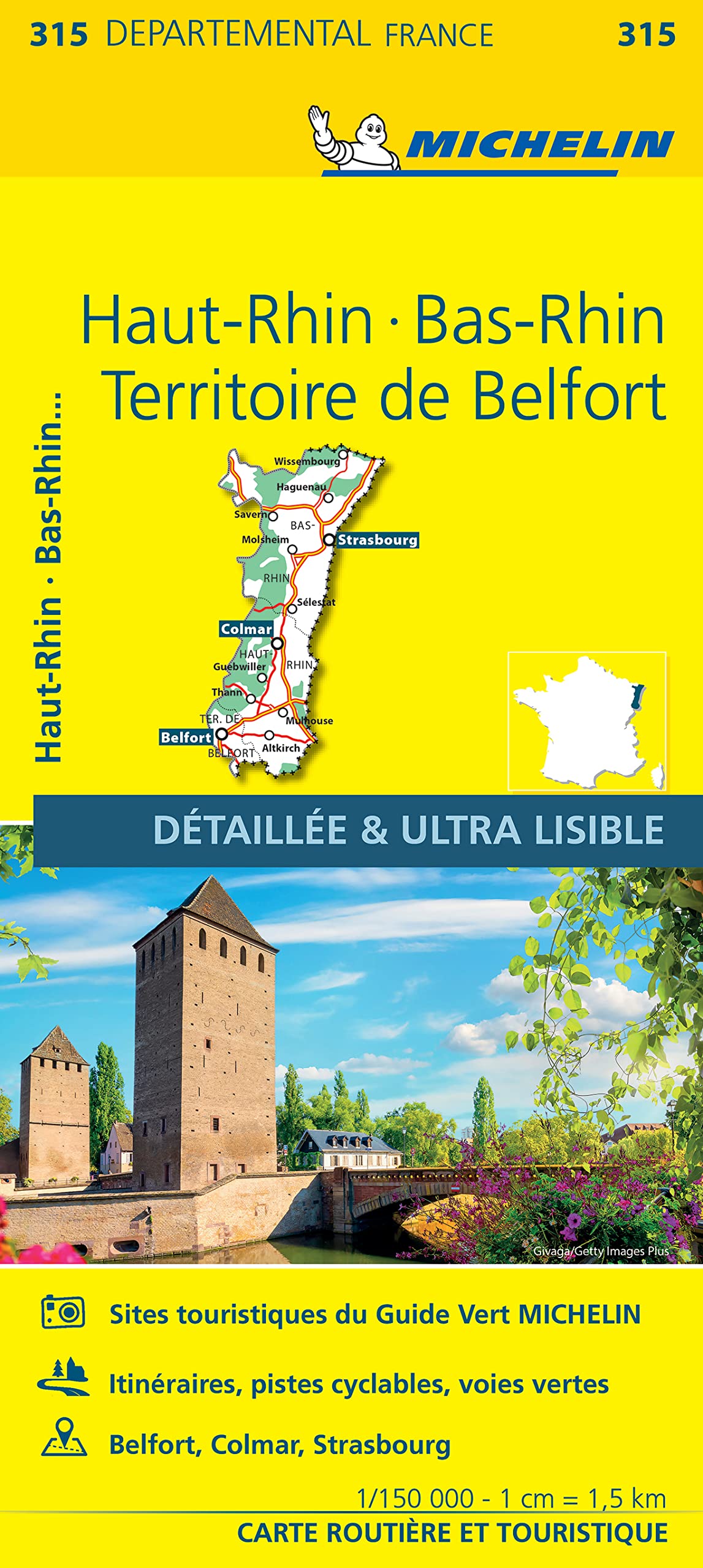 Bas-Rhin, Haut-Rhin, Territoire de Belfort - Michelin Local Map 315: Map Geology & Geography