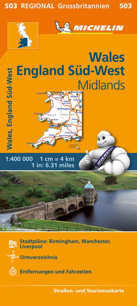 Michelin Wales, England Süd-West, Midlands: Straßen- und Tourismuskarte 1:400.000 (MICHELIN Regionalkarten) Leisure, Home & Garden