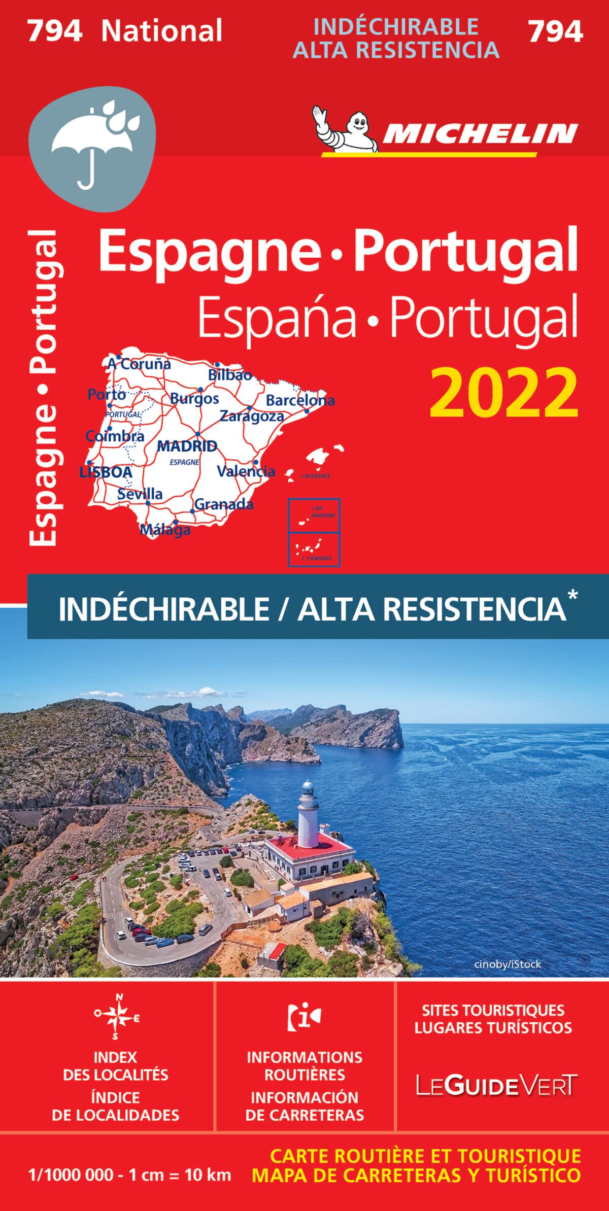 MAPA NATIONAL ESPAÑA PORTUGUAL 2022 ALTA RESISTENCIA (Nationale kaarten Michelin) Leisure, Home & Garden