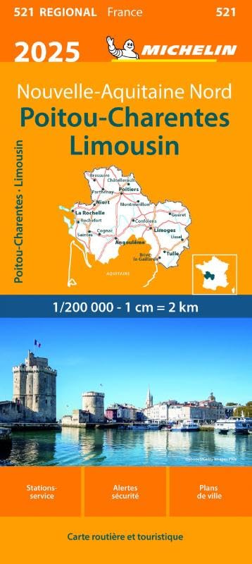 POITOU CHARENTES LIMOUSIN 10521 2025: wegenkaart Schaal 1 : 200.000 (Regionale kaarten Michelin) Leisure, Home & Garden