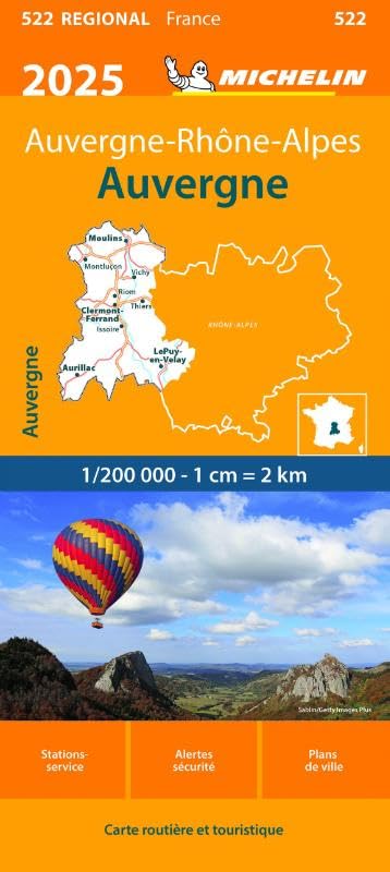 AUVERGNE 10522 2025: wegenkaart Schaal 1 : 200.000 (Regionale kaarten Michelin) Leisure, Home & Garden