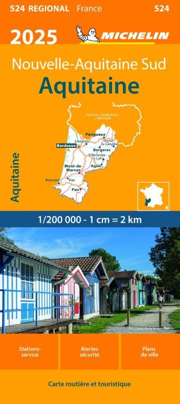 AQUITAINE 10524 2025: wegenkaart schaal 1:200.000 (Regionale kaarten Michelin) Leisure, Home & Garden