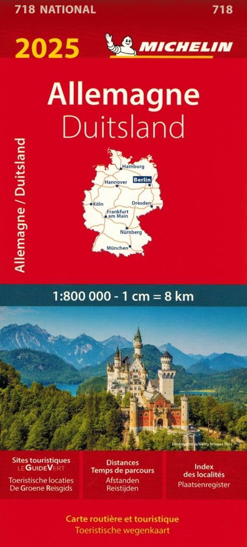 ALLEMAGNE DUITSLAND 11718 2025: wegenkaart Schaal 1 : 750.000 (Nationale kaarten Michelin) Leisure, Home & Garden