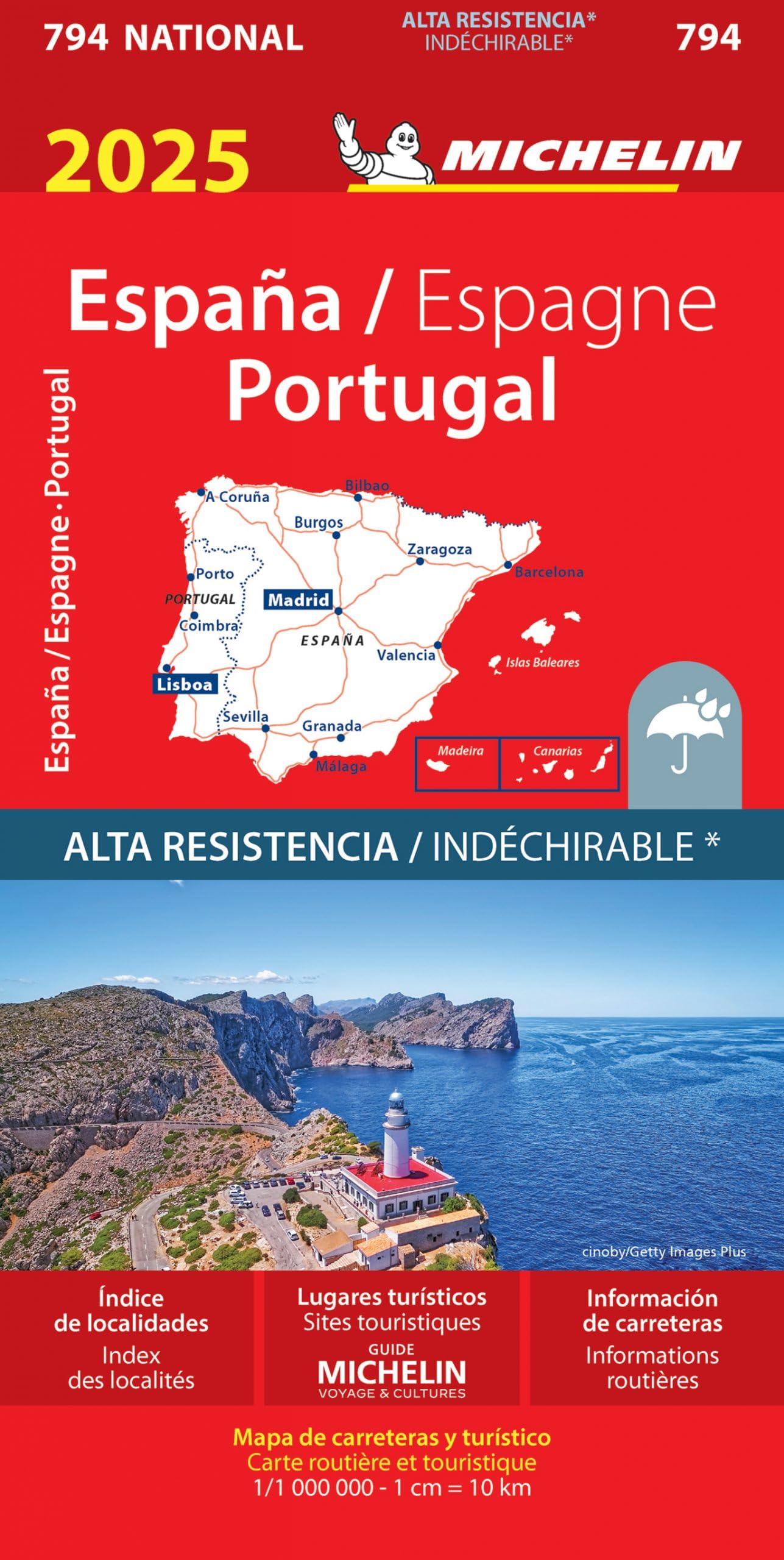 ESPANA PORTUGAL INDECHIRABLE 17794 2025: wegenkaart Schaal 1 : 1.000.000 (Nationale kaarten Michelin) Leisure, Home & Garden