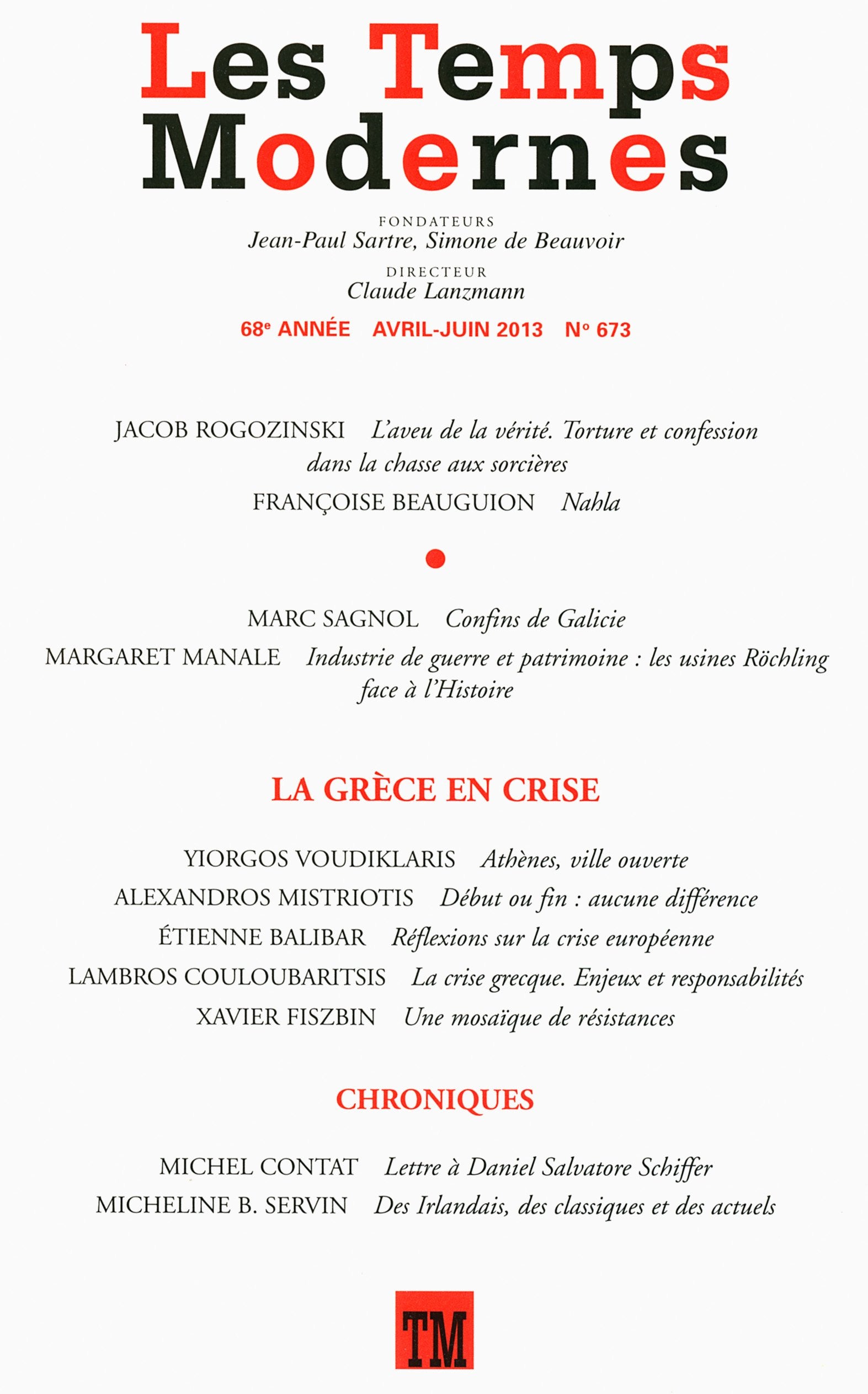 Les Temps Modernes, N° 673, avril-juin 2 : La Grèce en crise Books