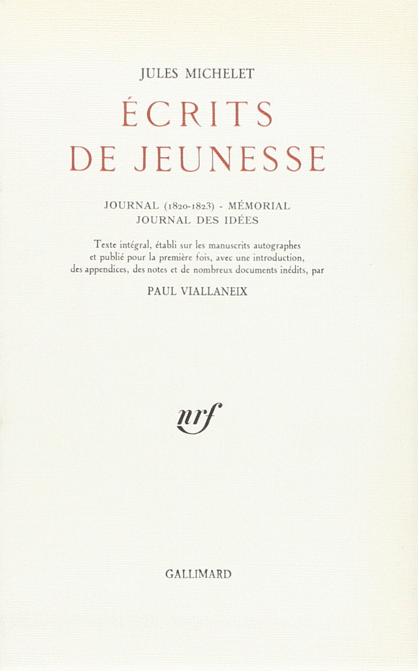 Ecrits de jeunesse : Journal 1820-1823. Mémorial journal des idée book
