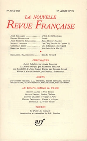 Nouvelle revue française, n° 152 Books