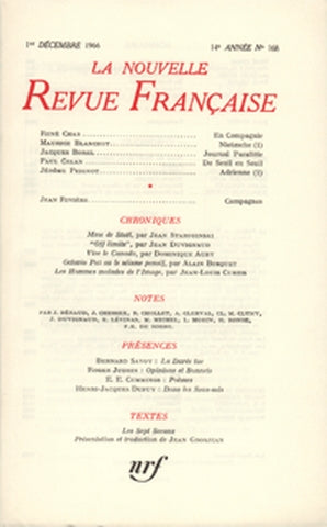 Nouvelle revue française, n° 168 Books