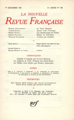 Nouvelle revue française, n° 180 Books