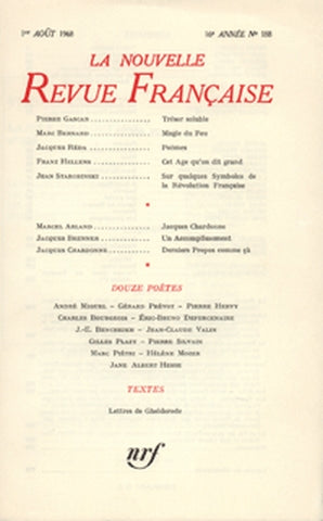 Nouvelle revue française, n° 188 Books