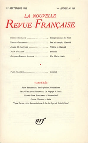 Nouvelle revue française, n° 189 Books