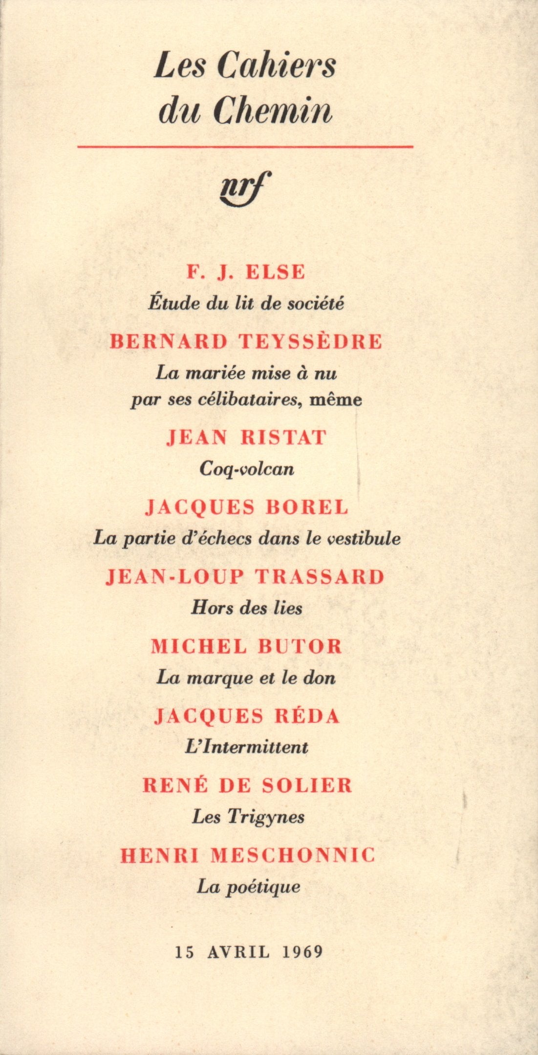 Les cahiers du chemin 6 (15 avril 1969) (Cahiers Chemin) Reference Books