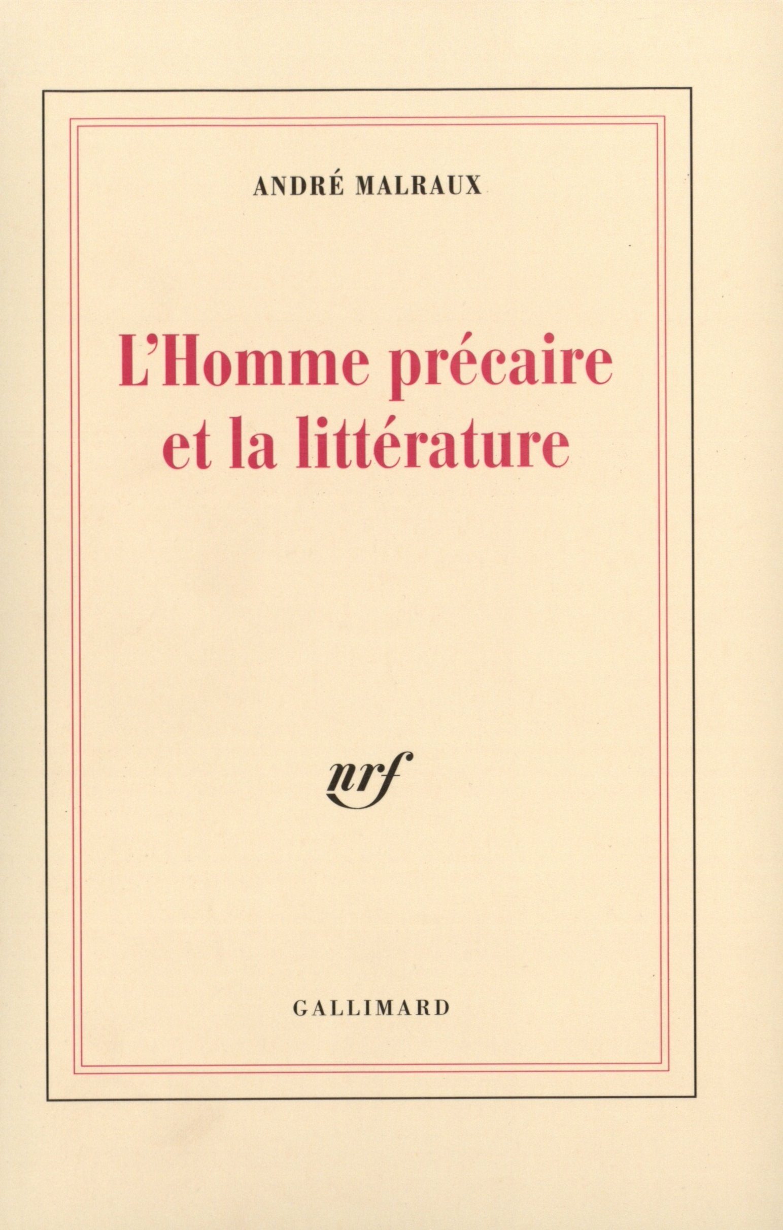 L'Homme précaire et la Littérature Contemporary literature