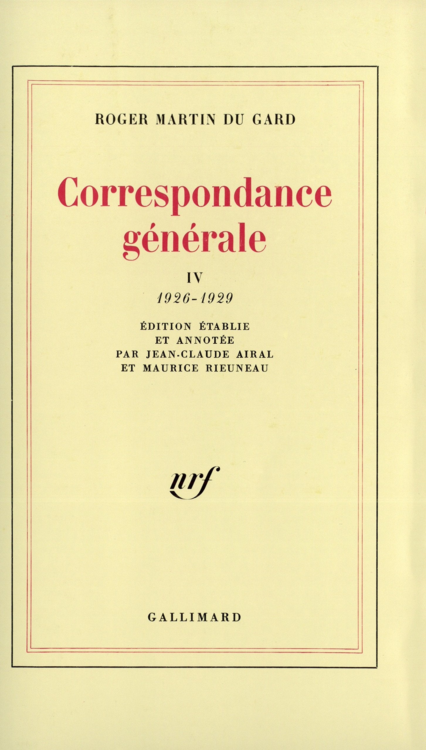 Correspondance générale (Tome 4-1926-1929) book