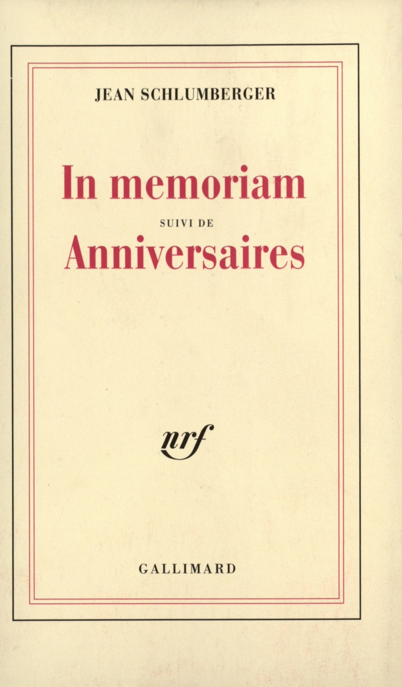 In memoriam / Anniversaires Contemporary literature