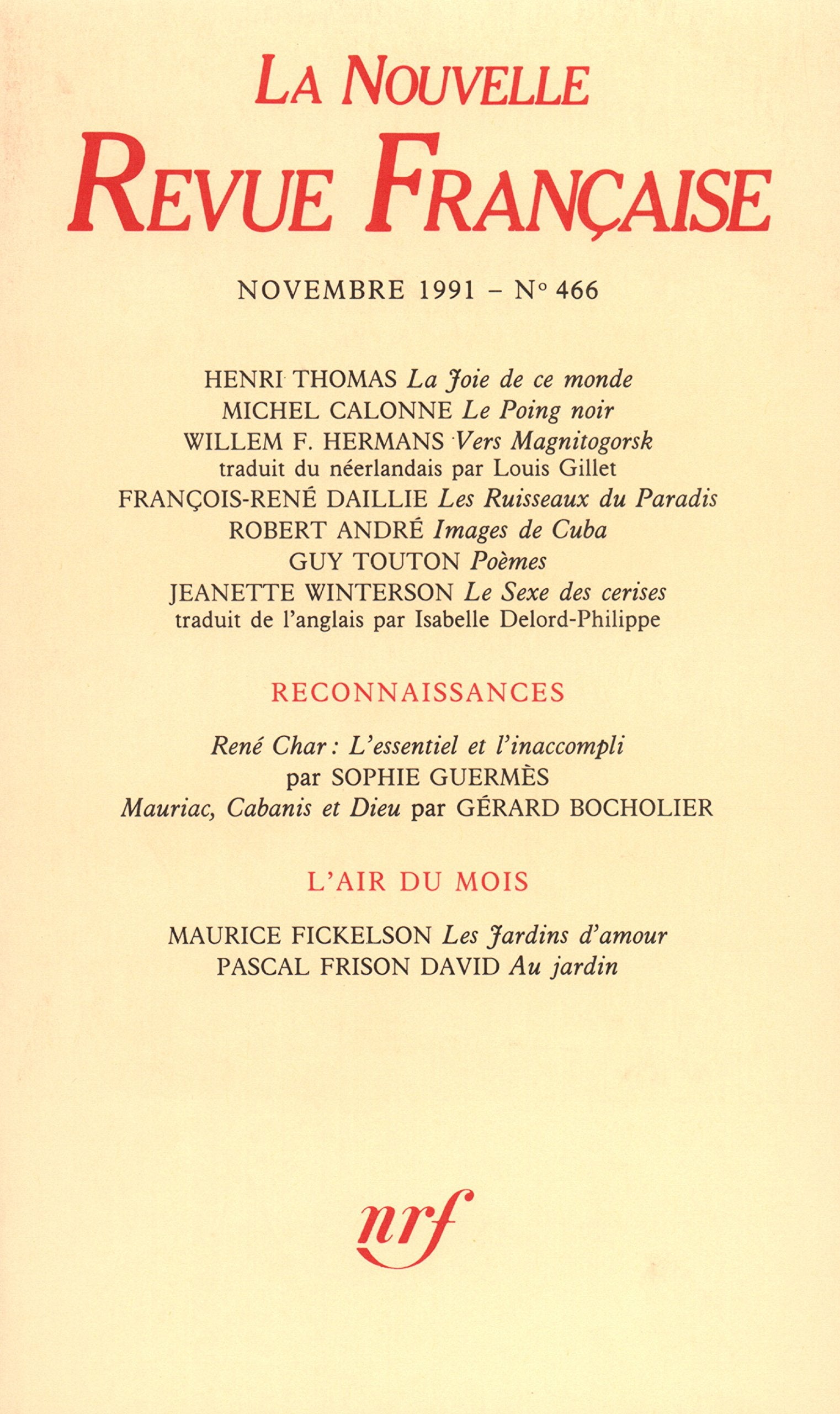 LA N.R.F. 466 (NOVEMBRE 1991) Books