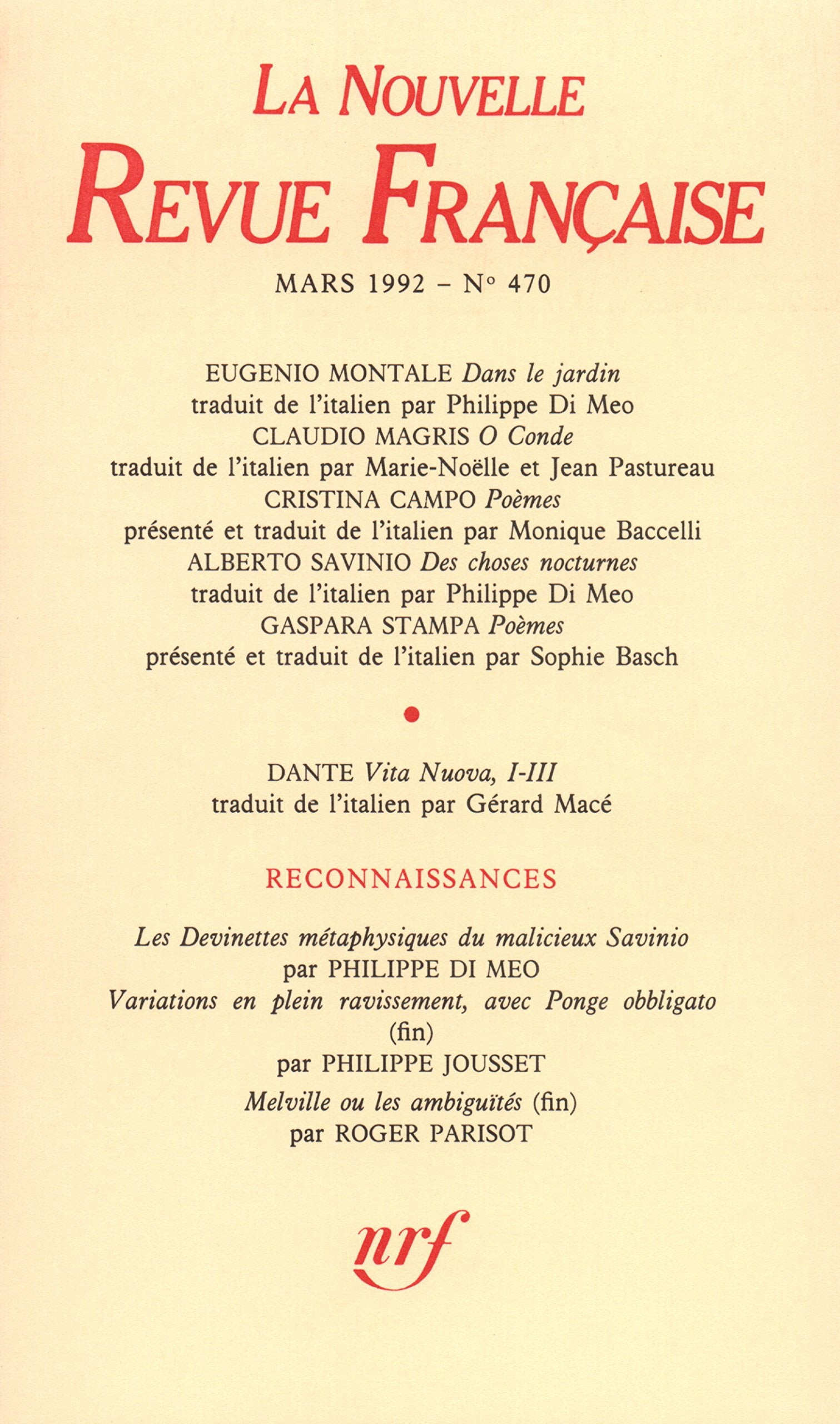 La N.R.F. numéro 470, mars 1992 book