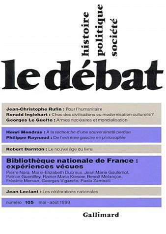Le debat 105 (juin 1999) (Revue Le Débat) Books