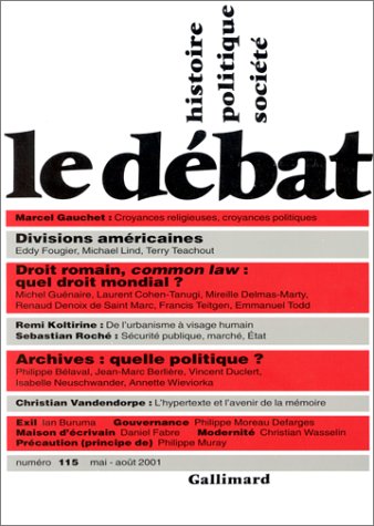 Le debat 115 (mai aout 2001) (Revue Le Débat) Books