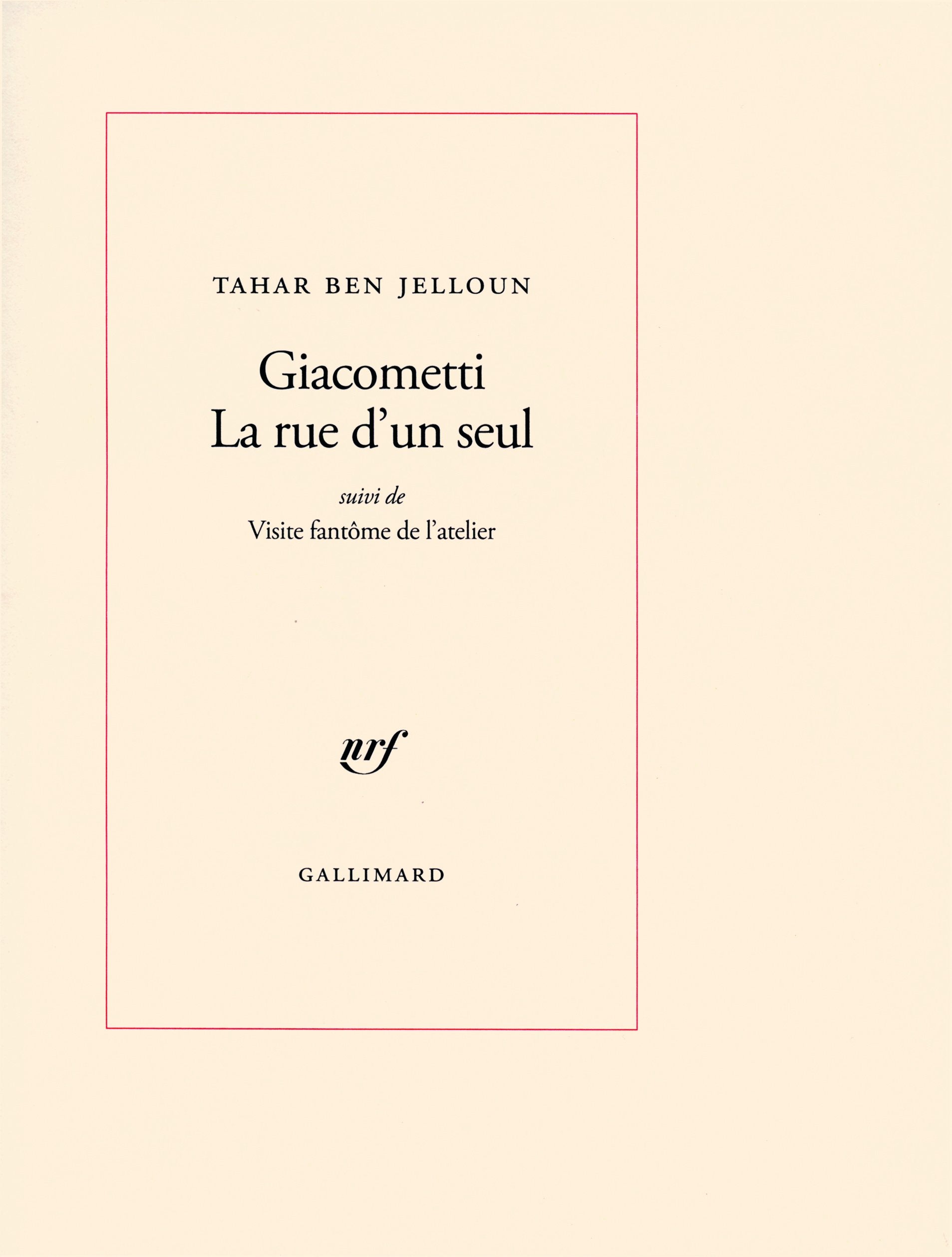 Giacometti La rue d'un seul/Visite fantôme de l'atelier: La rue d'un seul suivi de Visite fantôme de l'atelier Contemporary literature Books