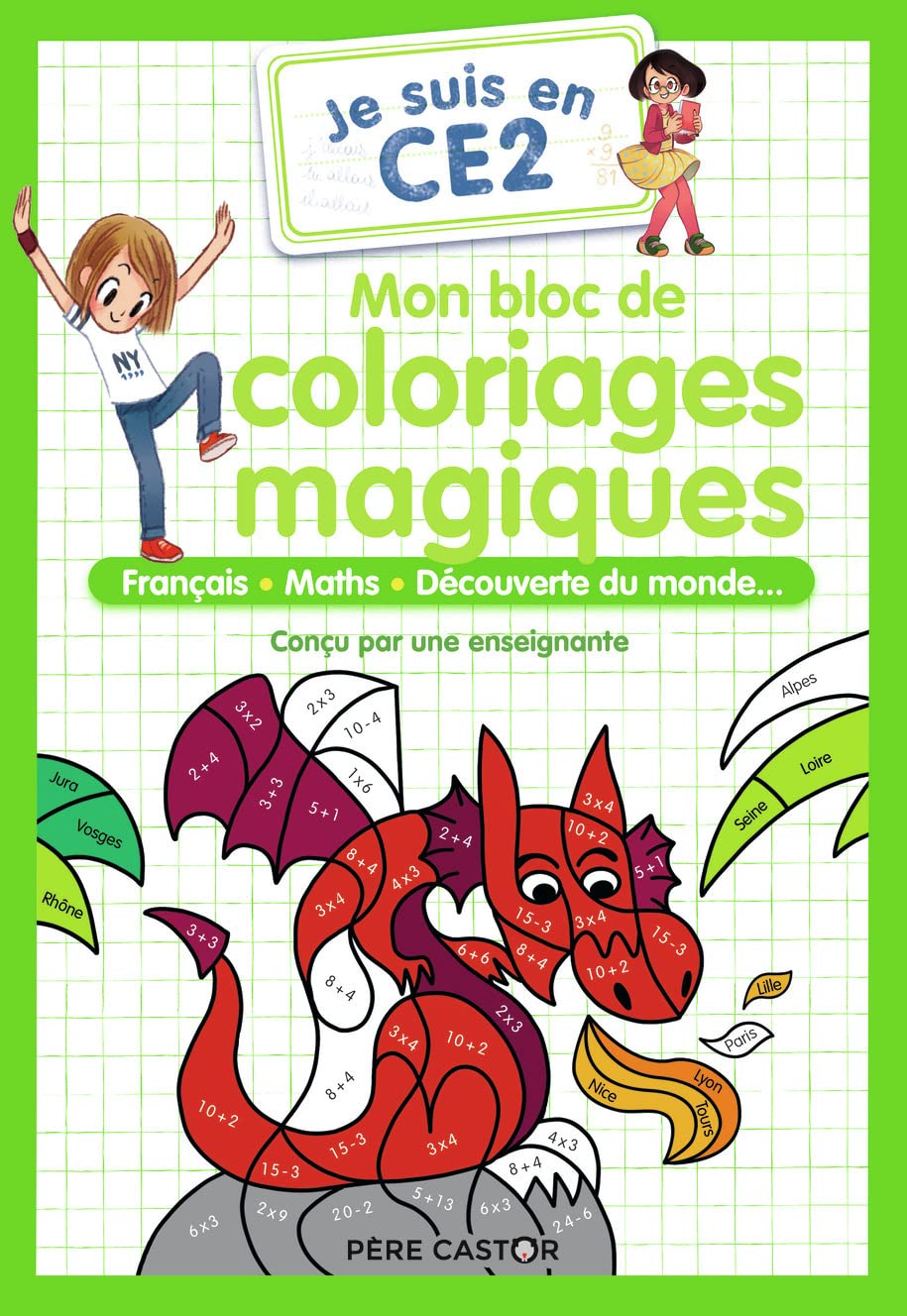 Je suis en CE2 - Mon bloc de coloriages magiques : Français, maths, découverte du monde… book