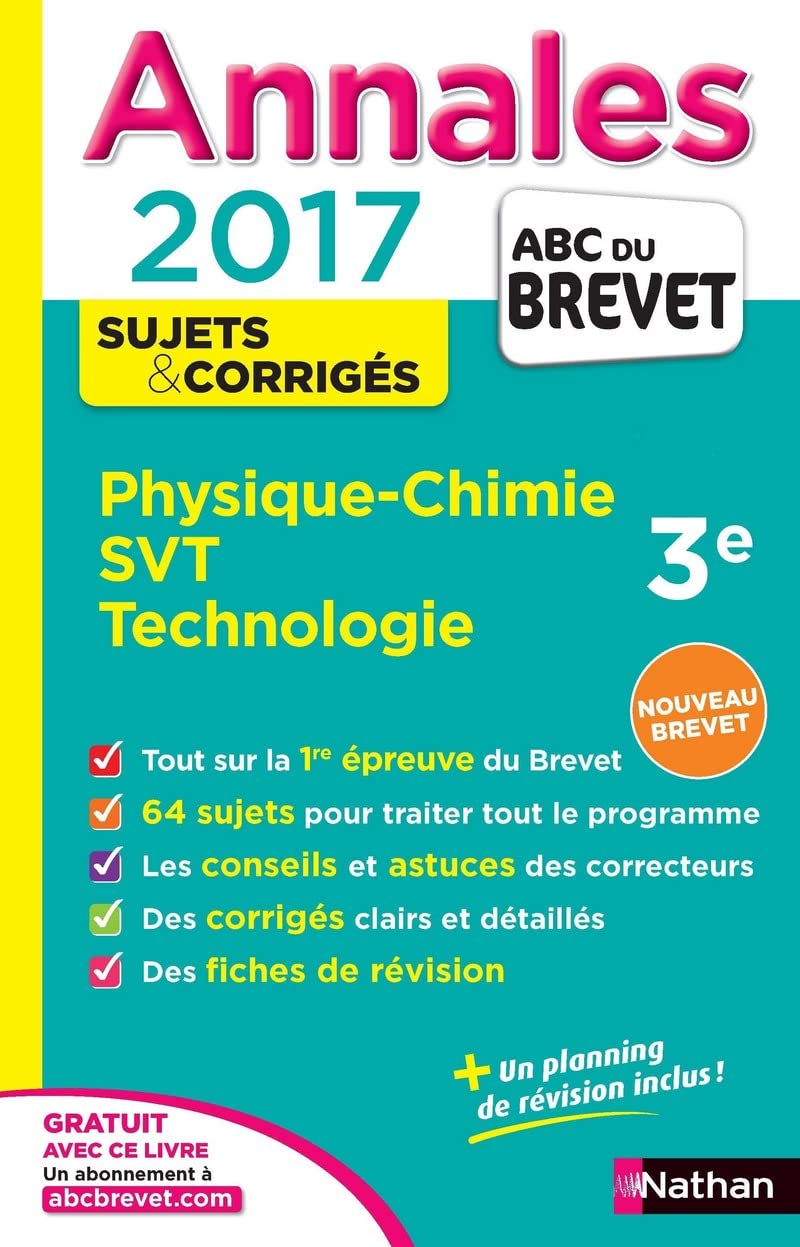 Annales ABC du BREVET 2017 Physique-Chimie SVT Techno 3e book