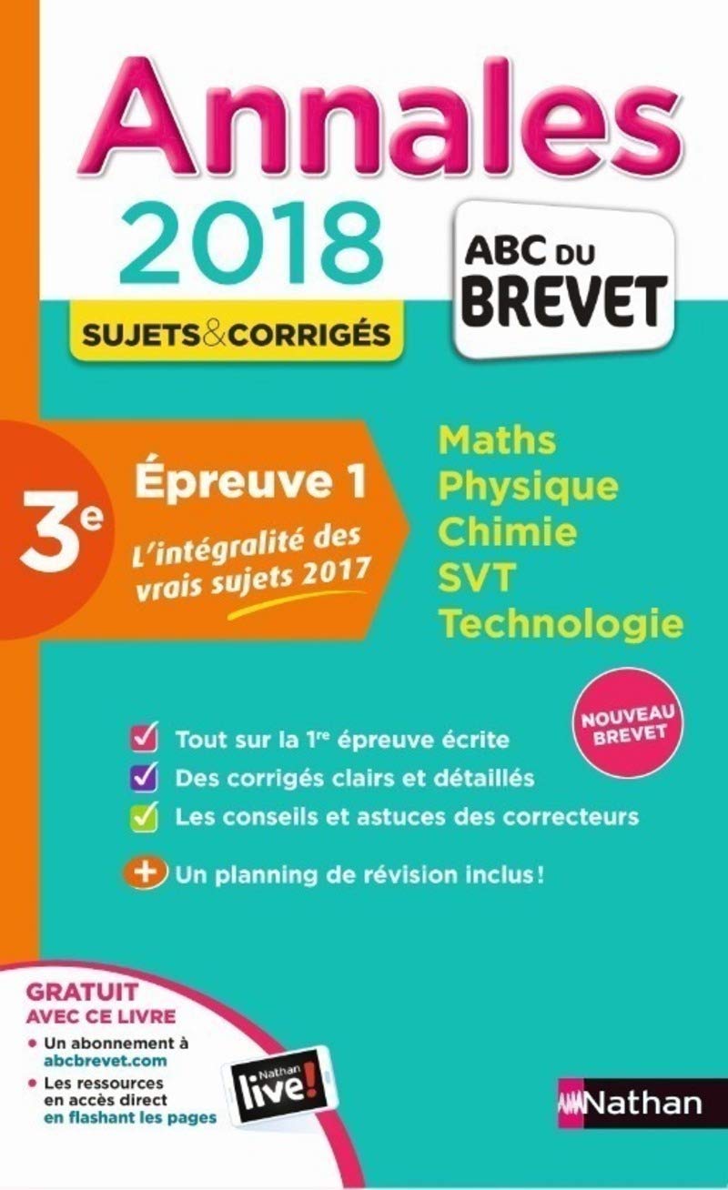 Annales Epreuve 1, Maths Phyqsique Chimie SVT Technologie 3e: Sujets & corrigés Books