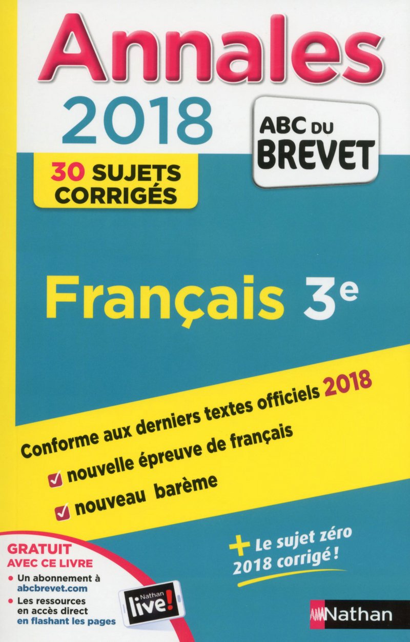 Annales Brevet - Français 3E - Corrigés - 2018 NE: Sujets & corrigés Professional & Reference Books