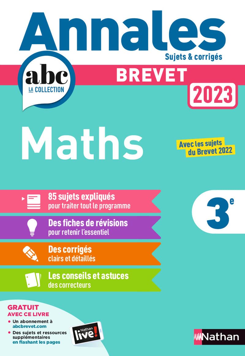 Annales Brevet 2023 Maths - Corrigés: Sujets & corrigés Professional & Reference Books