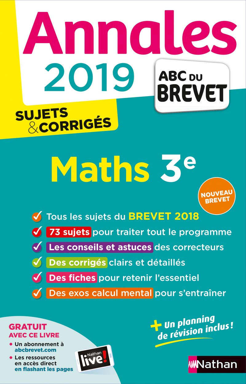 Annales Brevet 2019 Maths - Corrigé: Sujets & corrigés Professional & Reference Books