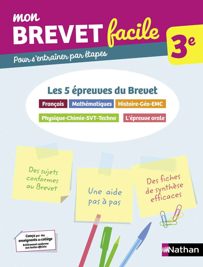 Toutes les matières 3e (Maths, Français, Histoire-Géographie-EMC, Physique-Chimie-SVT-Technologie, Epreuve orale) - Mon Brevet facile - Préparation aux épreuves du Brevet 2026 (6) Learning & Reference