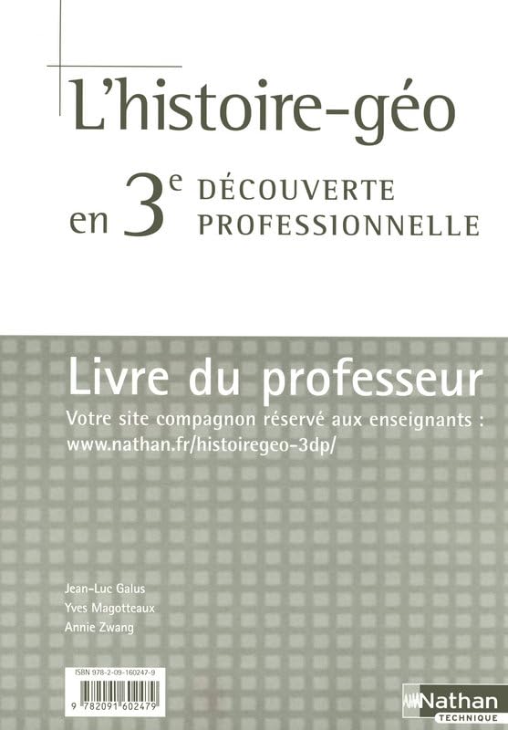 L'histoire et la géographie en 3e découverte professionnelle: Livre du professeur Books