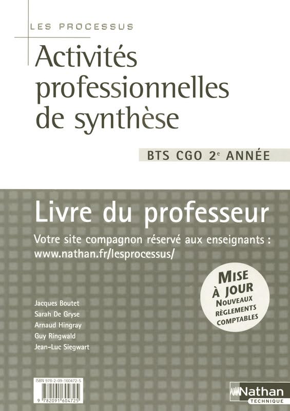 Activités professionnelles de synthèse - Livre du professeur book