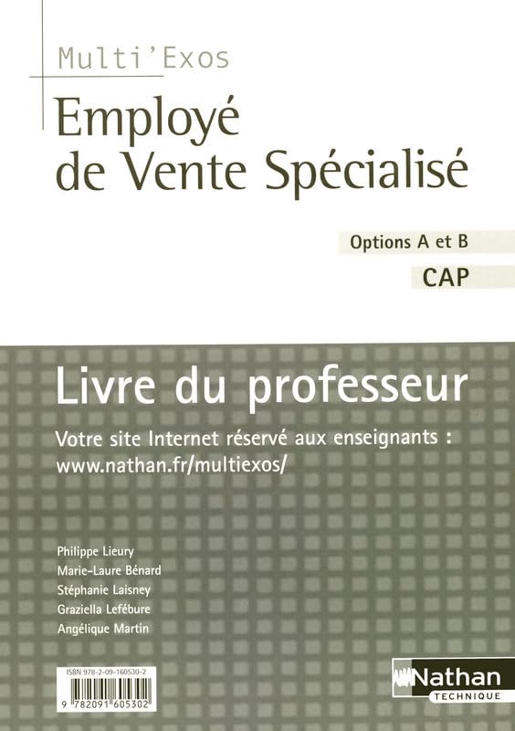 Employé de Vente Spécialisé CAP options A et B: Livre du professeur Books
