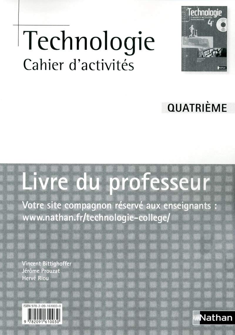 Technologie Cahier d'activités 4e: Livre de professeur Books