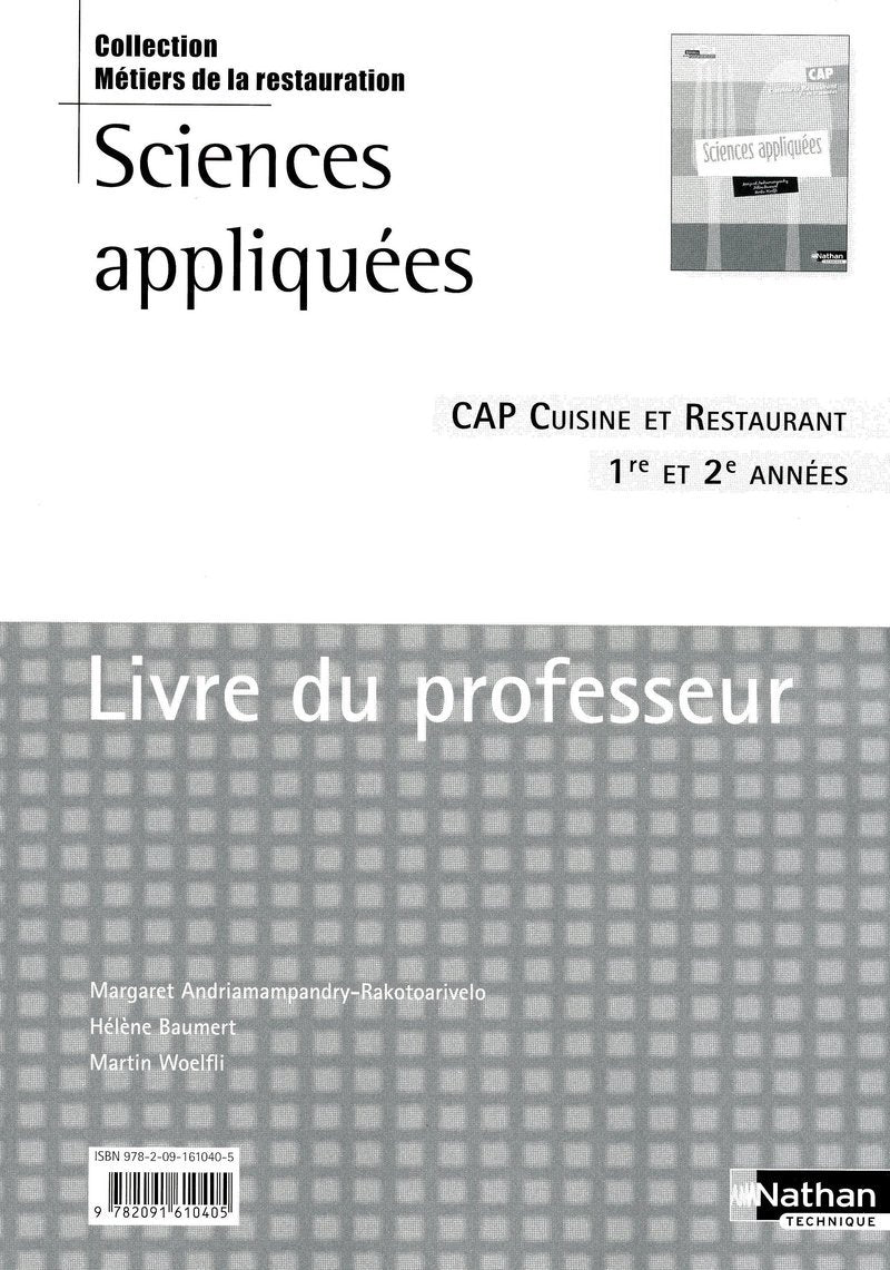 Sciences appliquées - CAP Cuisine et Restaurant - Livre du professeur book